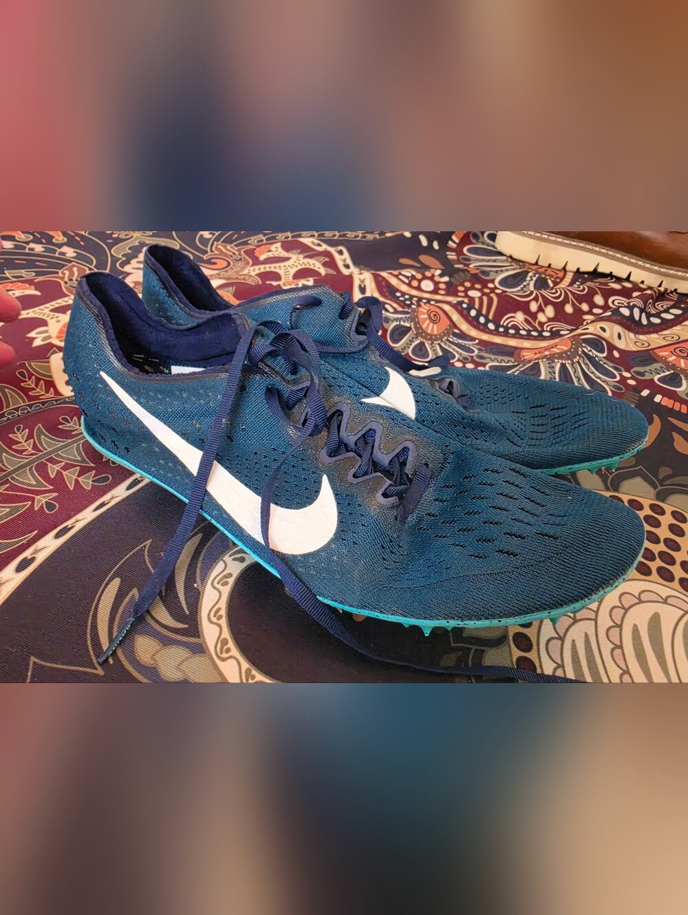 Nike Men’s Deep Blue and Aqua Athletic Running Shoes SPIKES Zoom Victory 11.5